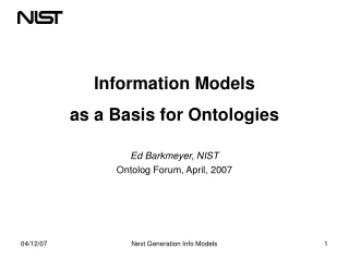 Information Models as a Basis for Ontologies