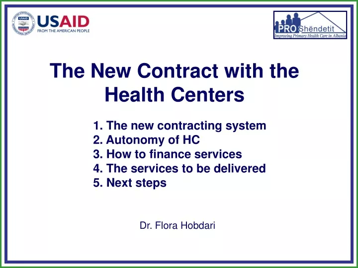 the new contract with the health centers