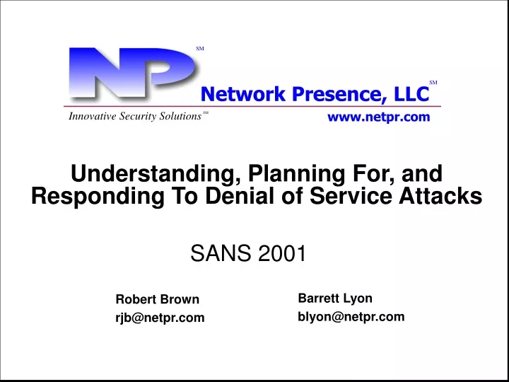 understanding planning for and responding to denial of service attacks