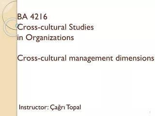 BA 4216 Cross-cultural Studies in Organizations C ross-cultural management dimensions