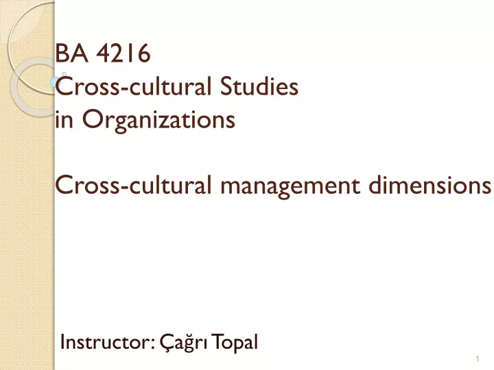 ba 4216 cross cultural studies in organizations c ross cultural management dimensions