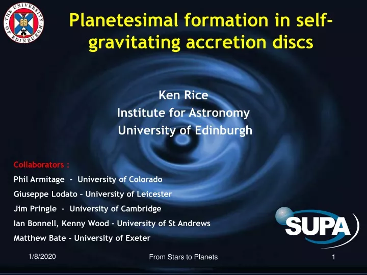 planetesimal formation in self gravitating accretion discs