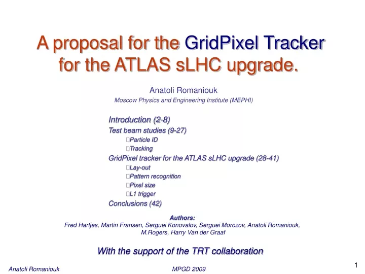 a proposal for the gridpixel tracker for the atlas slhc upgrade