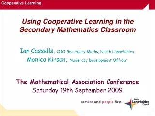 Using Cooperative Learning in the Secondary Mathematics Classroom