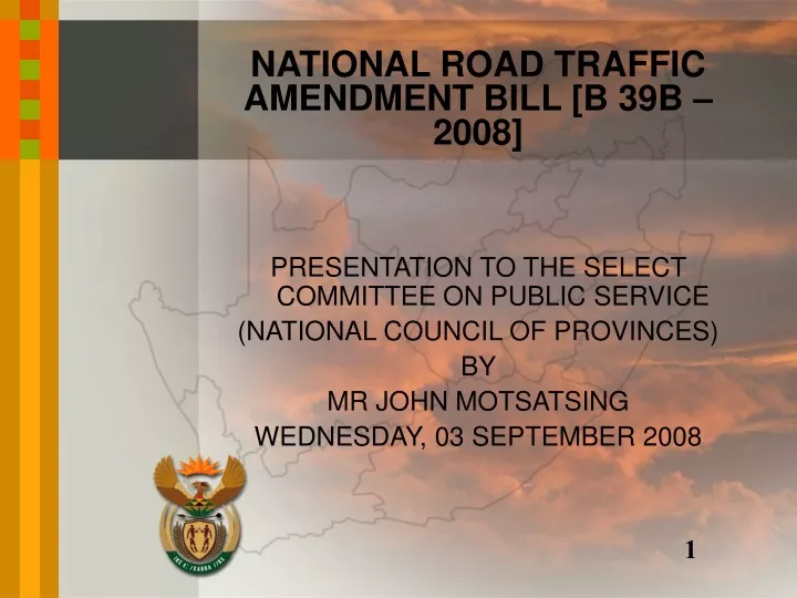 national road traffic amendment bill b 39b 2008