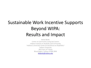 Sustainable Work Incentive Supports Beyond WIPA: Results and Impact