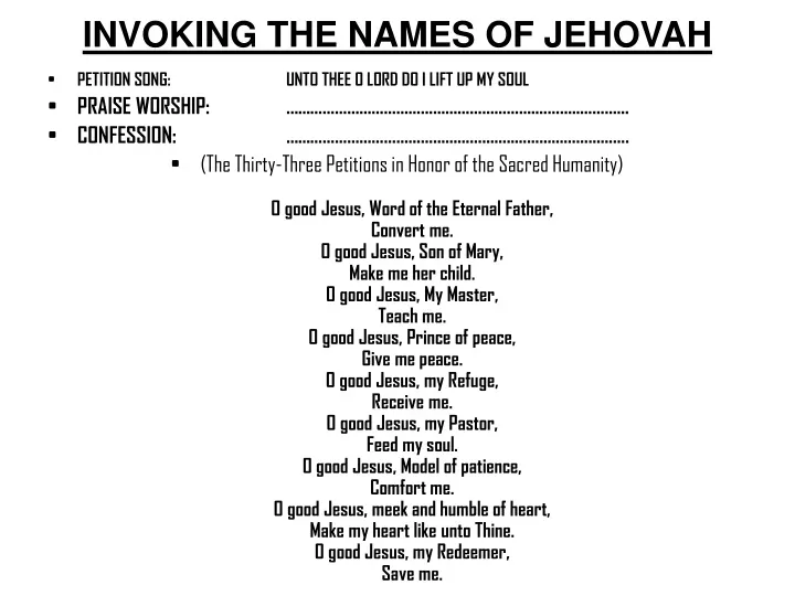 invoking the names of jehovah