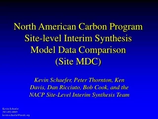 North American Carbon Program Site-level Interim Synthesis Model Data Comparison  (Site MDC)