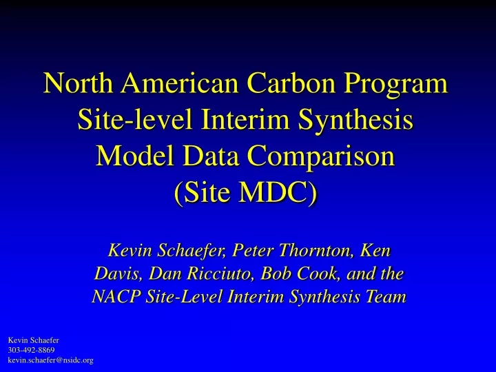 north american carbon program site level interim synthesis model data comparison site mdc
