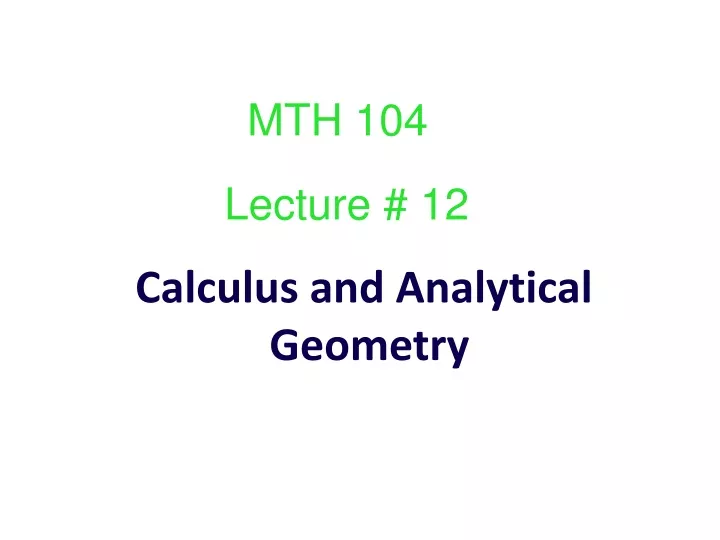 calculus and analytical geometry