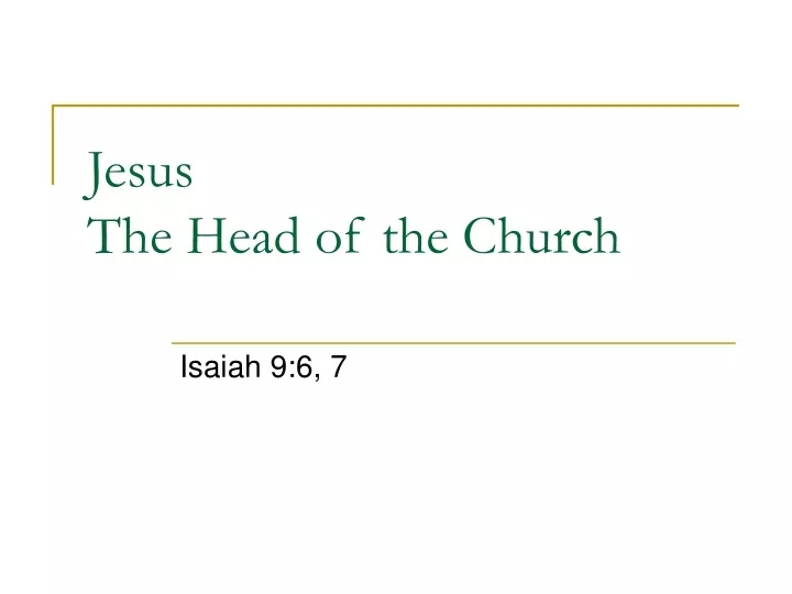 jesus the head of the church