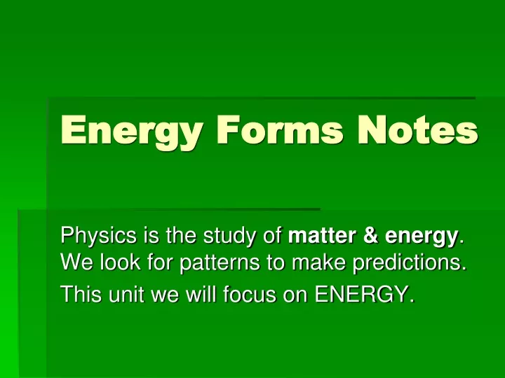 energy forms notes