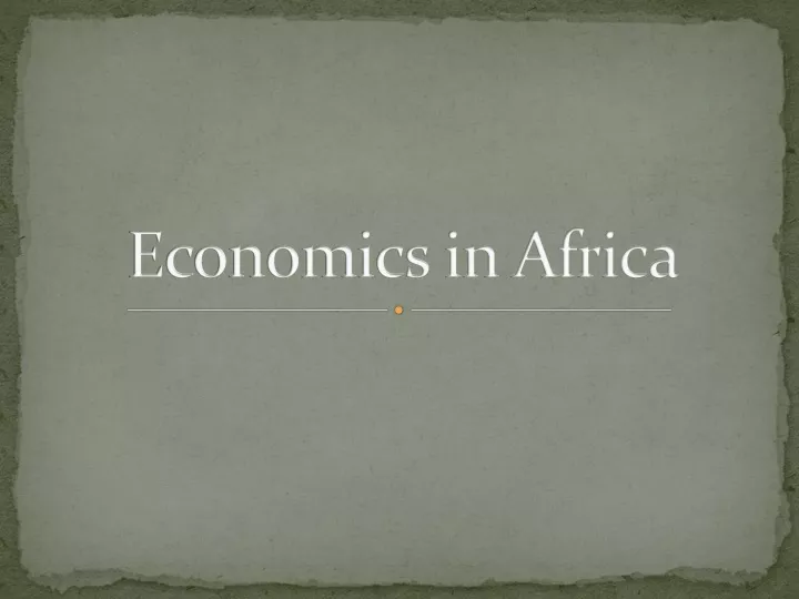 economics in africa