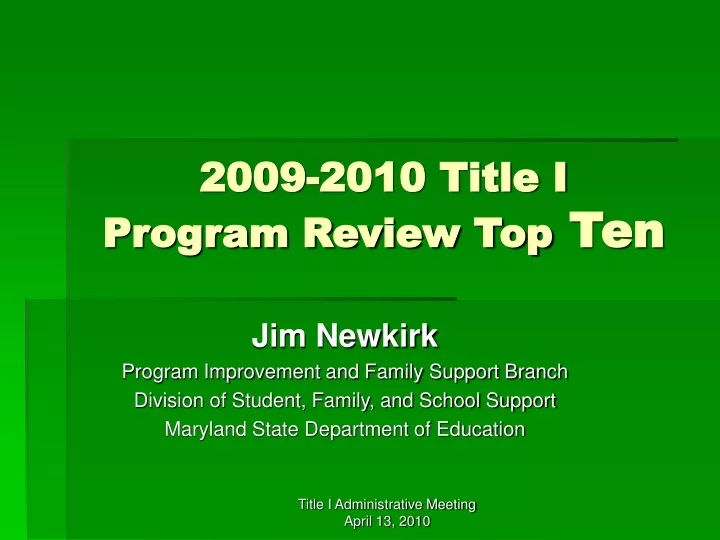 2009 2010 title i program review top ten