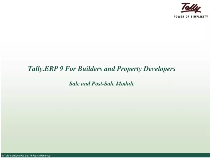 tally erp 9 for builders and property developers