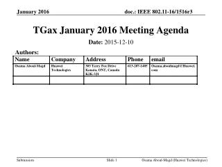 TGax January 2016 Meeting Agenda