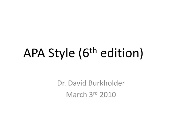 apa style 6 th edition