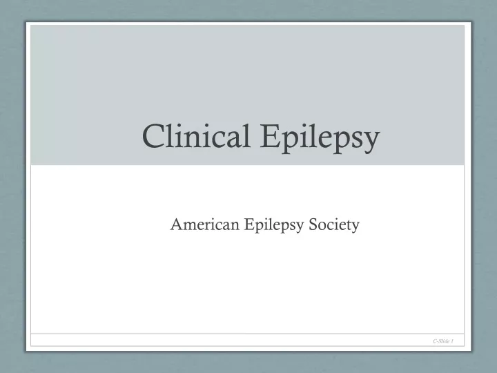 clinical epilepsy