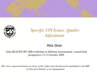 Specific CPI Issues: Quality Adjustment