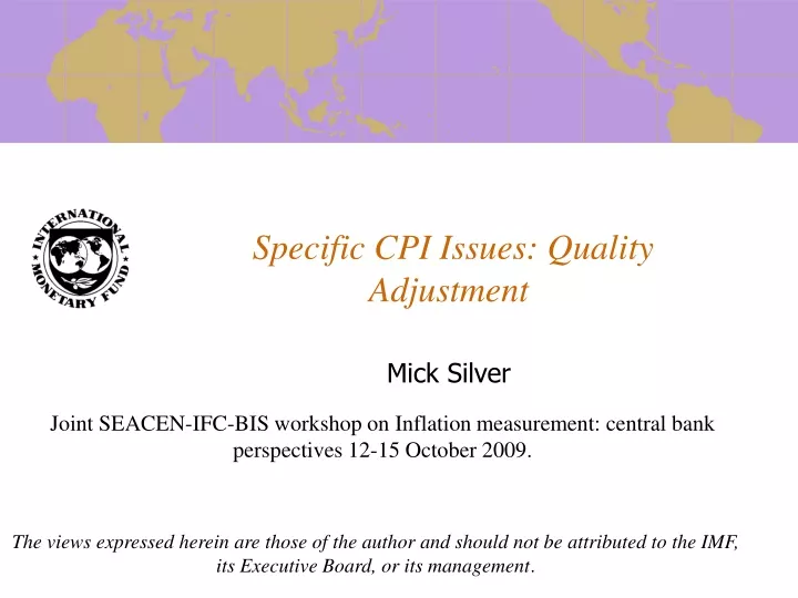 specific cpi issues quality adjustment