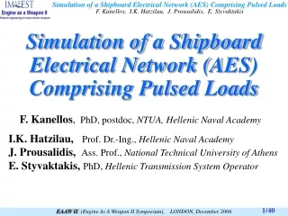 Simulation of a Shipboard Electrical Network (AES) Comprising Pulsed Loads