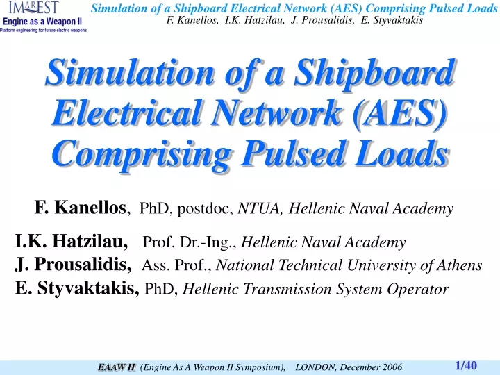simulation of a shipboard electrical network