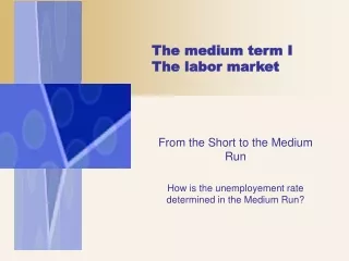 From the Short to the Medium Run How is the unemployement rate determined in the Medium Run?