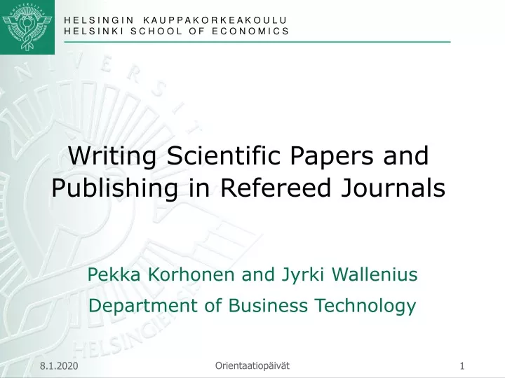 writing scientific papers and publishing in refereed journals