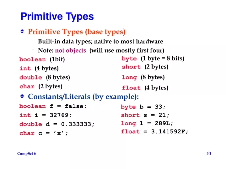 primitive types
