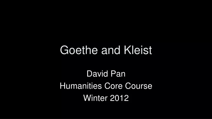 goethe and kleist