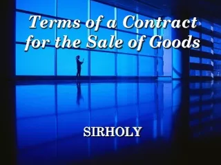 Terms of a Contract for the Sale of Goods