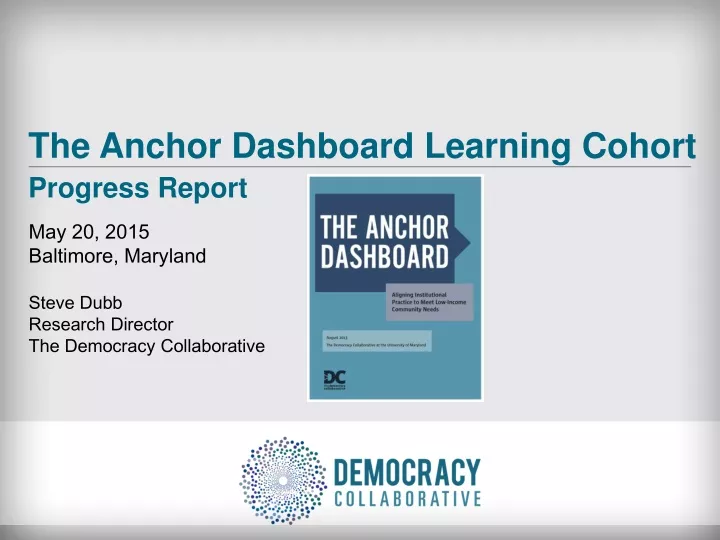 the anchor dashboard learning cohort