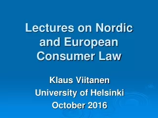 Lectures on Nordic and European Consumer Law