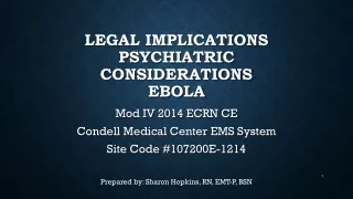 Legal Implications Psychiatric considerations ebola