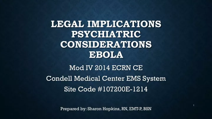 legal implications psychiatric considerations ebola