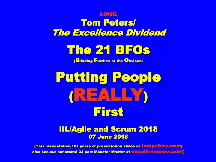long tom peters the excellence dividend