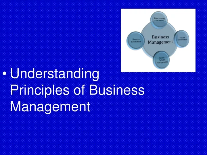 understanding principles of business management