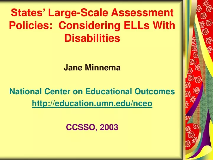 states large scale assessment policies considering ells with disabilities