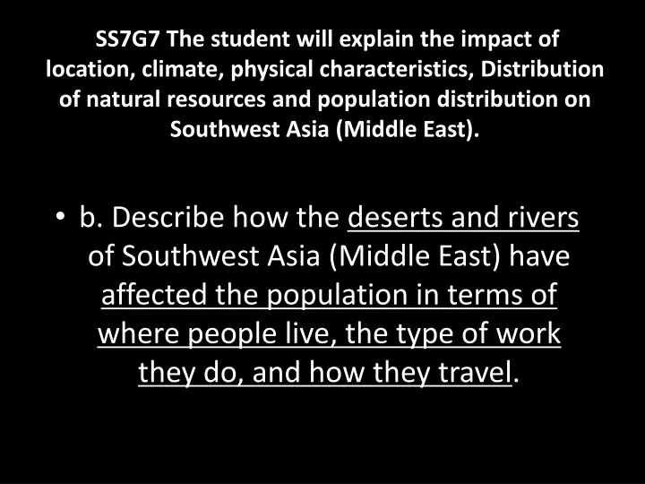 ss7g7 the student will explain the impact