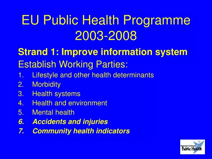 eu public health programme 2003 2008