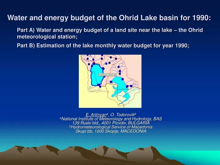 water and energy budget of the ohrid lake basin for 1990
