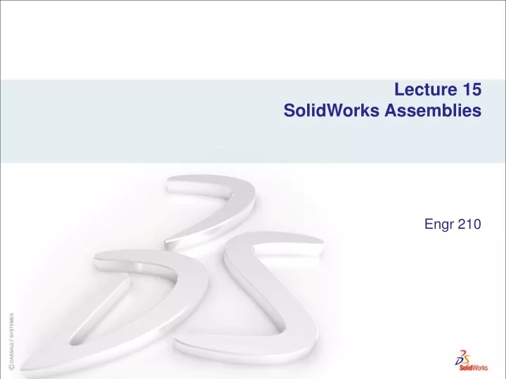 lecture 15 solidworks assemblies