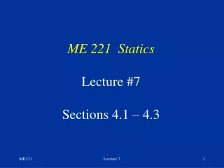 ME 221  Statics Lecture #7 Sections 4.1 – 4.3