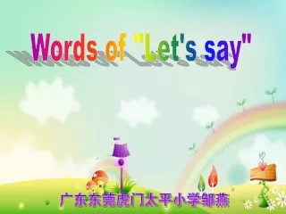 Words of &quot;Let's say&quot;