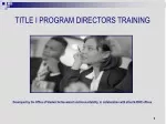 TITLE I PROGRAM DIRECTORS TRAINING - slide 1