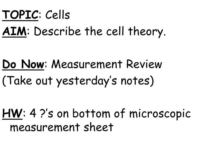 topic cells aim describe the cell theory