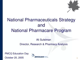 National Pharmaceuticals Strategy and National Pharmacare Program