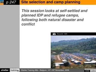 Site selection and camp planning
