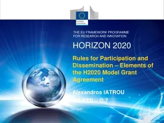 Rules for Participation and Dissemination – Elements of the H2020 Model Grant Agreement