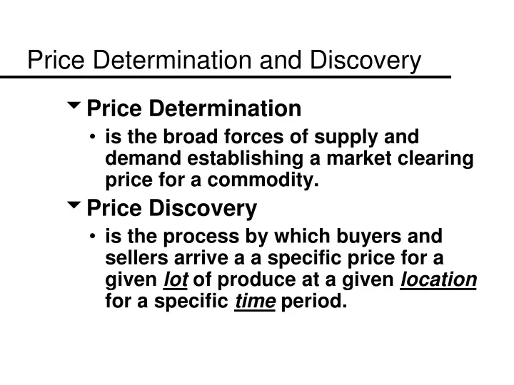 price determination and discovery